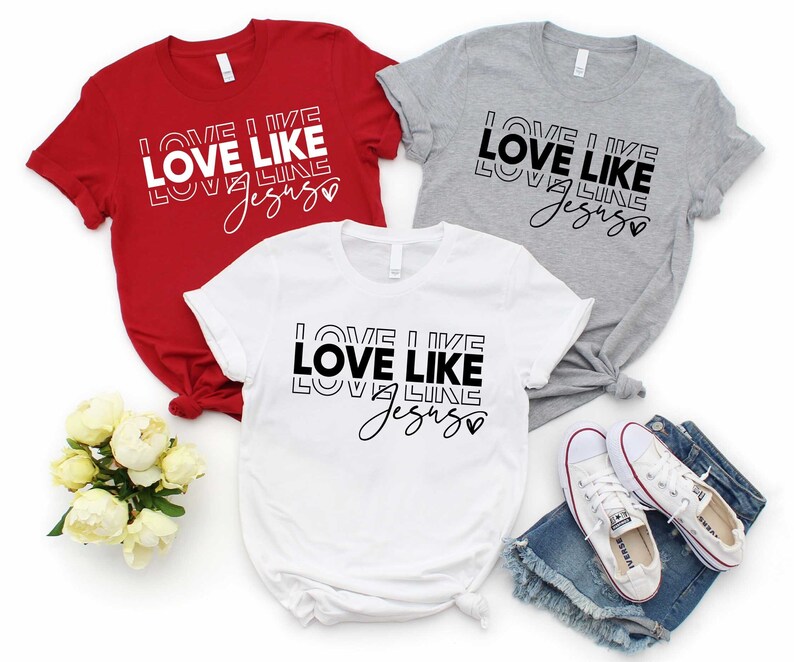 three t - shirts that say i love like you