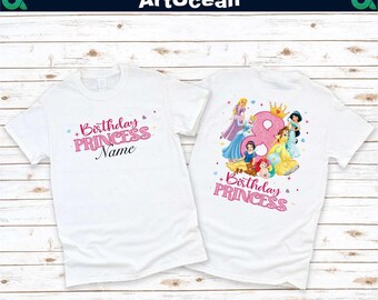 Personalized Name Age Disney Princess Birthday T-Shirt, Custom Disney Birthday Present Gift, Birthday Princess Tee, Disneyland Family Trip