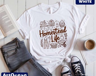 Homesteader Watercolor T-Shirt, Brushstroke Homesteading Shirt, Homestead Mama Gift, Farm Life Shirt, Aesthetic Shirt, Milk Gardening Shirt