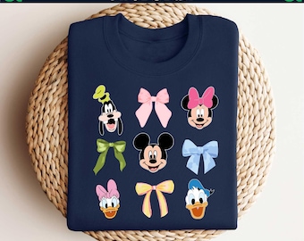 Disney Coquette Bows Sweatshirt,Mickey Friends Shirt,Minnie Bow Coquette,Womens Disneyworld Tee,Bow Pluto Daisy Donald Shirt,Disneyland Trip