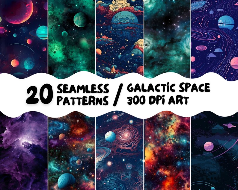 Galaxy Space Digital Seamless Pattern Set 20 High Quality Printable ...