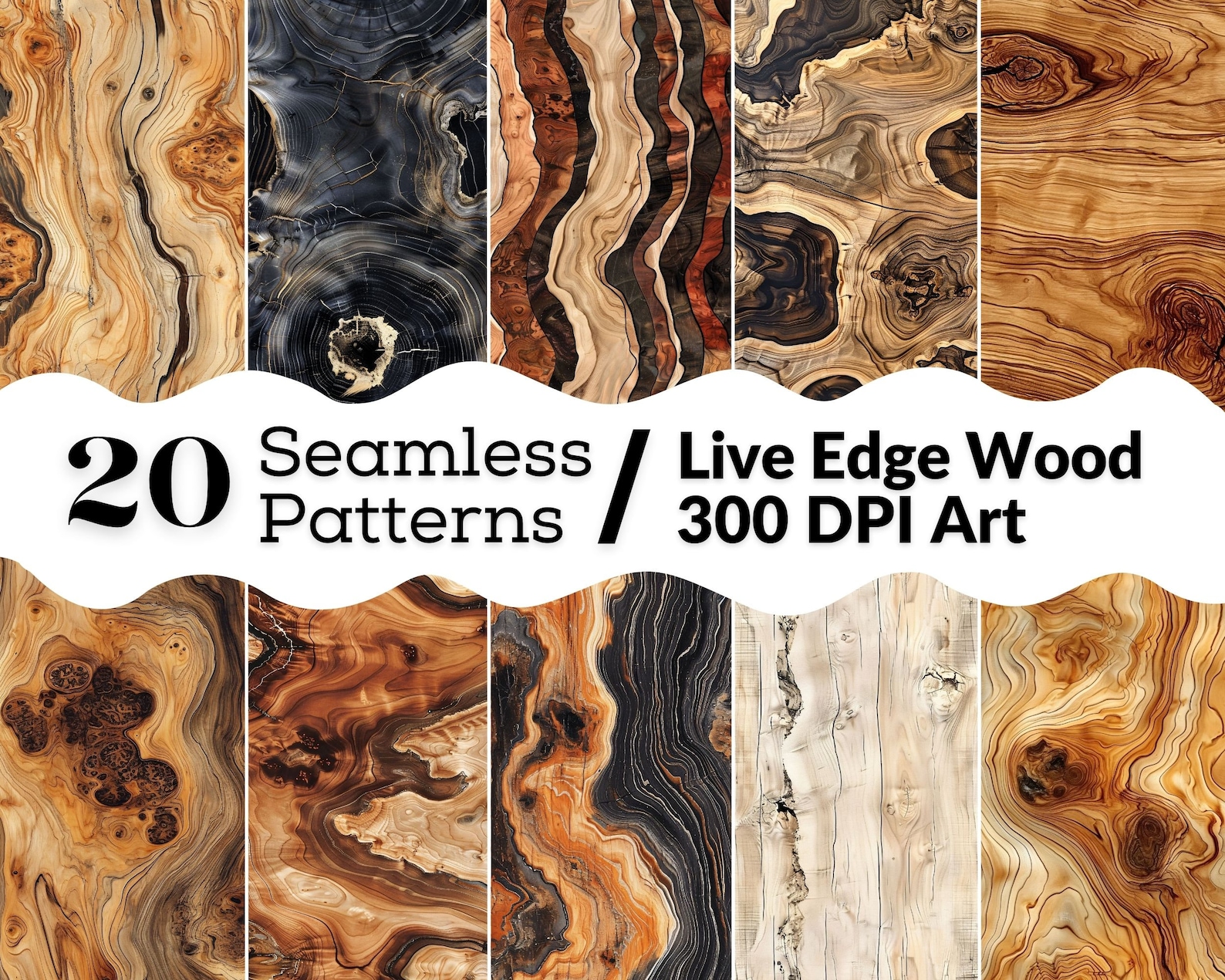 Wood Live Edge Digital Seamless Pattern Set 20 High Quality Printable ...