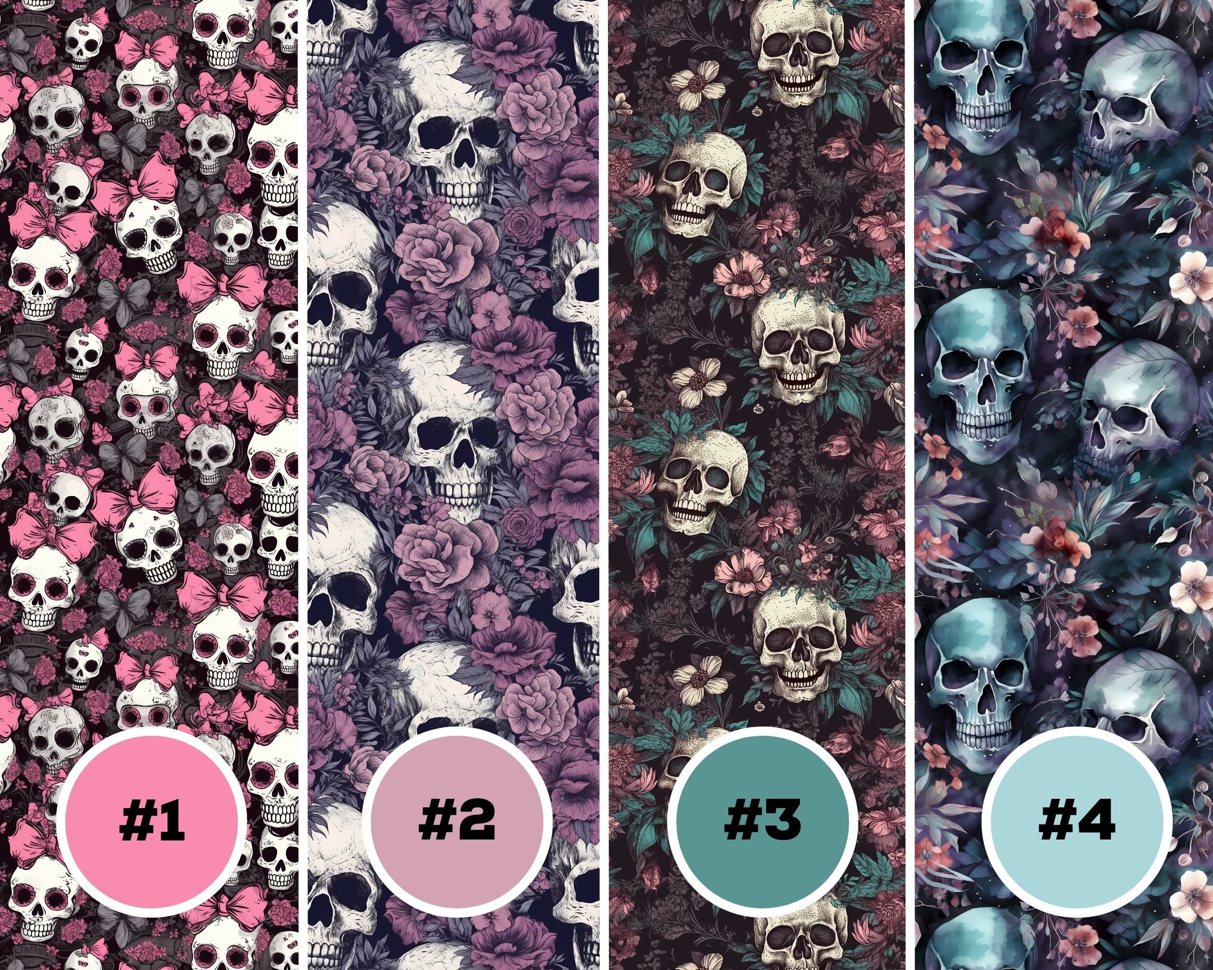 Skulls & Florals Digital Seamless Pattern Set 20 High Quality - Etsy