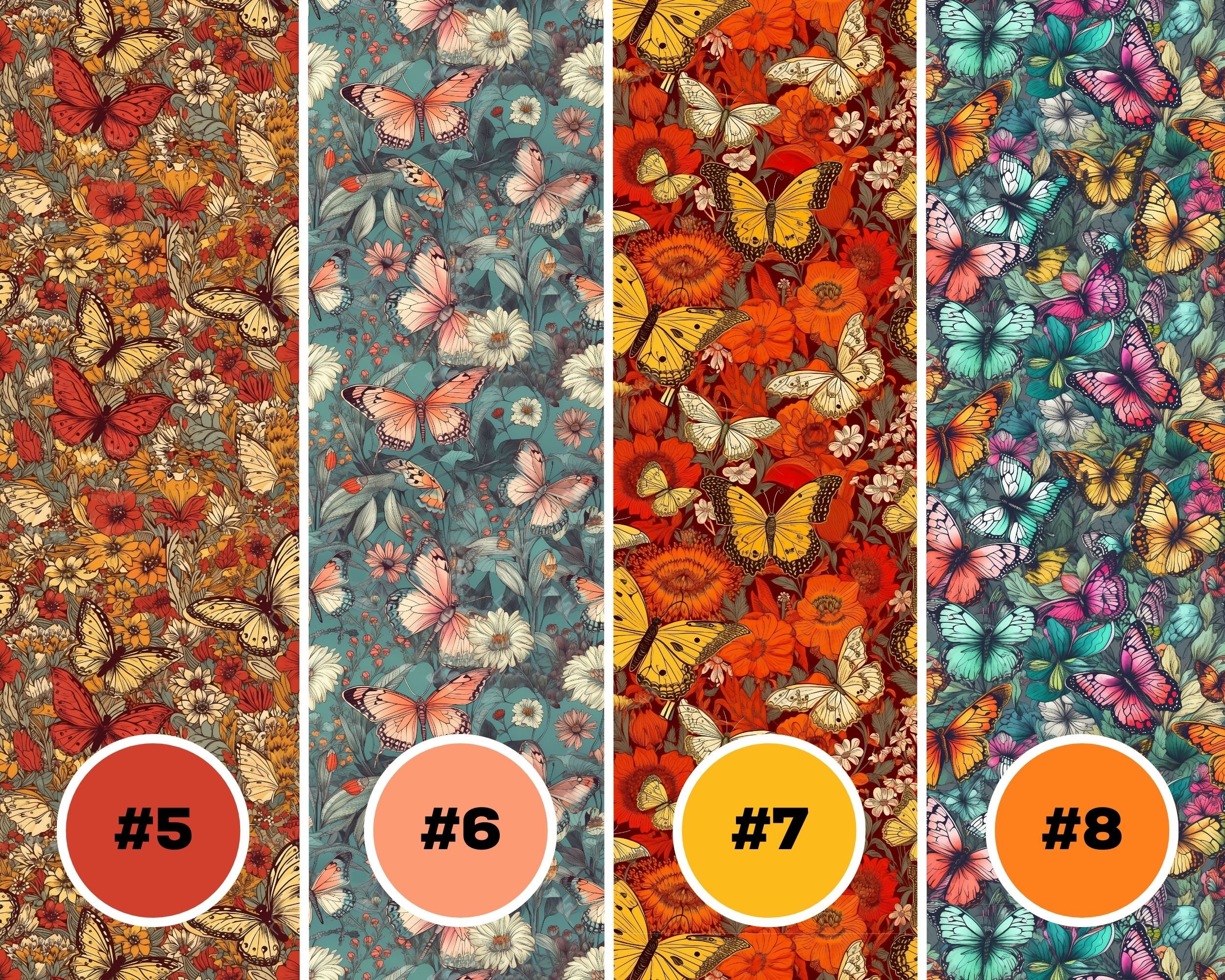 Butterfly Digital Seamless Pattern Set 20 High Quality Printable Images ...