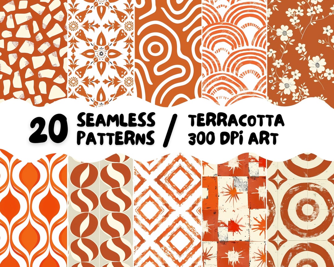 Terracotta Tiles Digital Seamless Pattern Set 20 HQ Printable Images ...