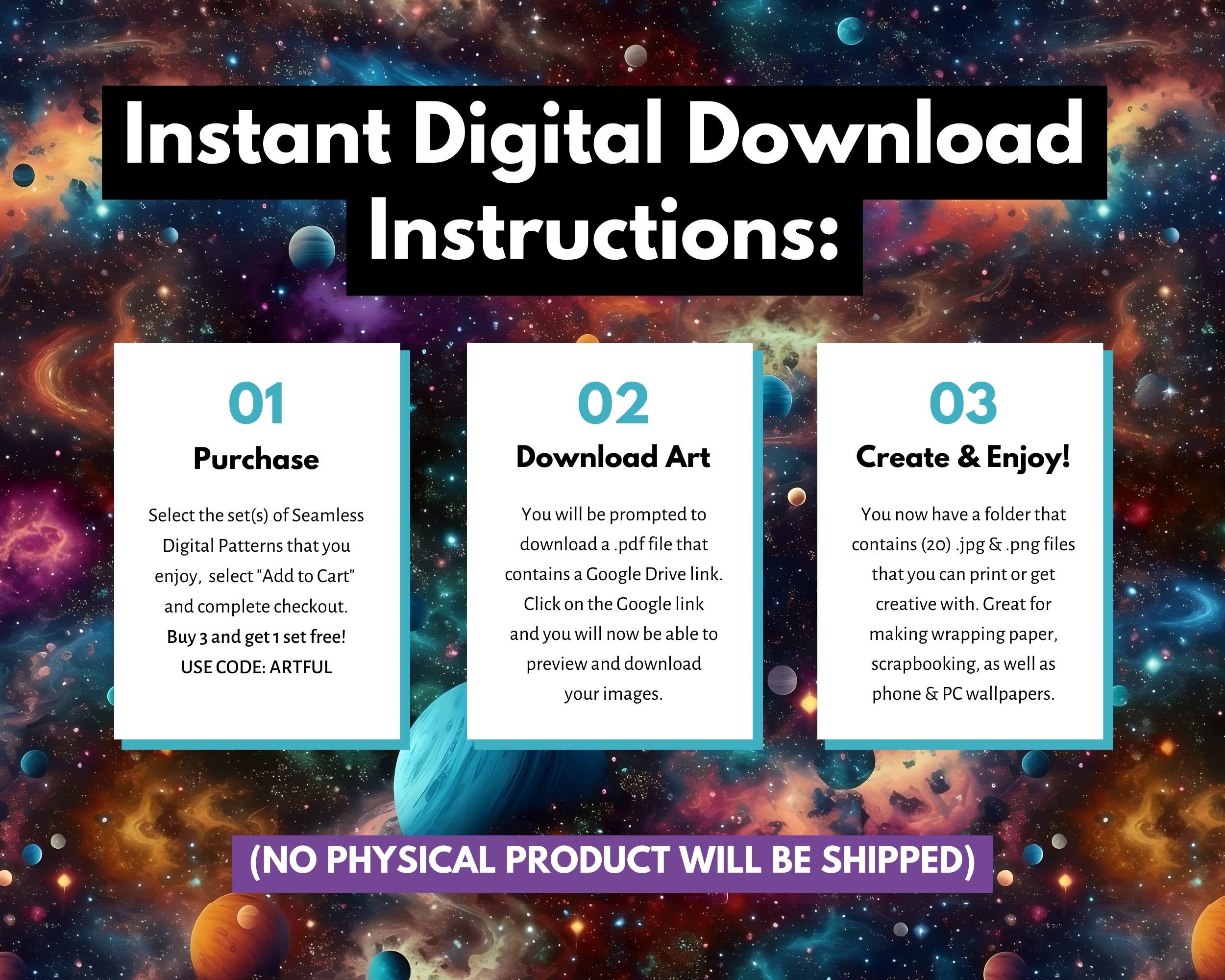 Galaxy Space Digital Seamless Pattern Set 20 High Quality Printable ...