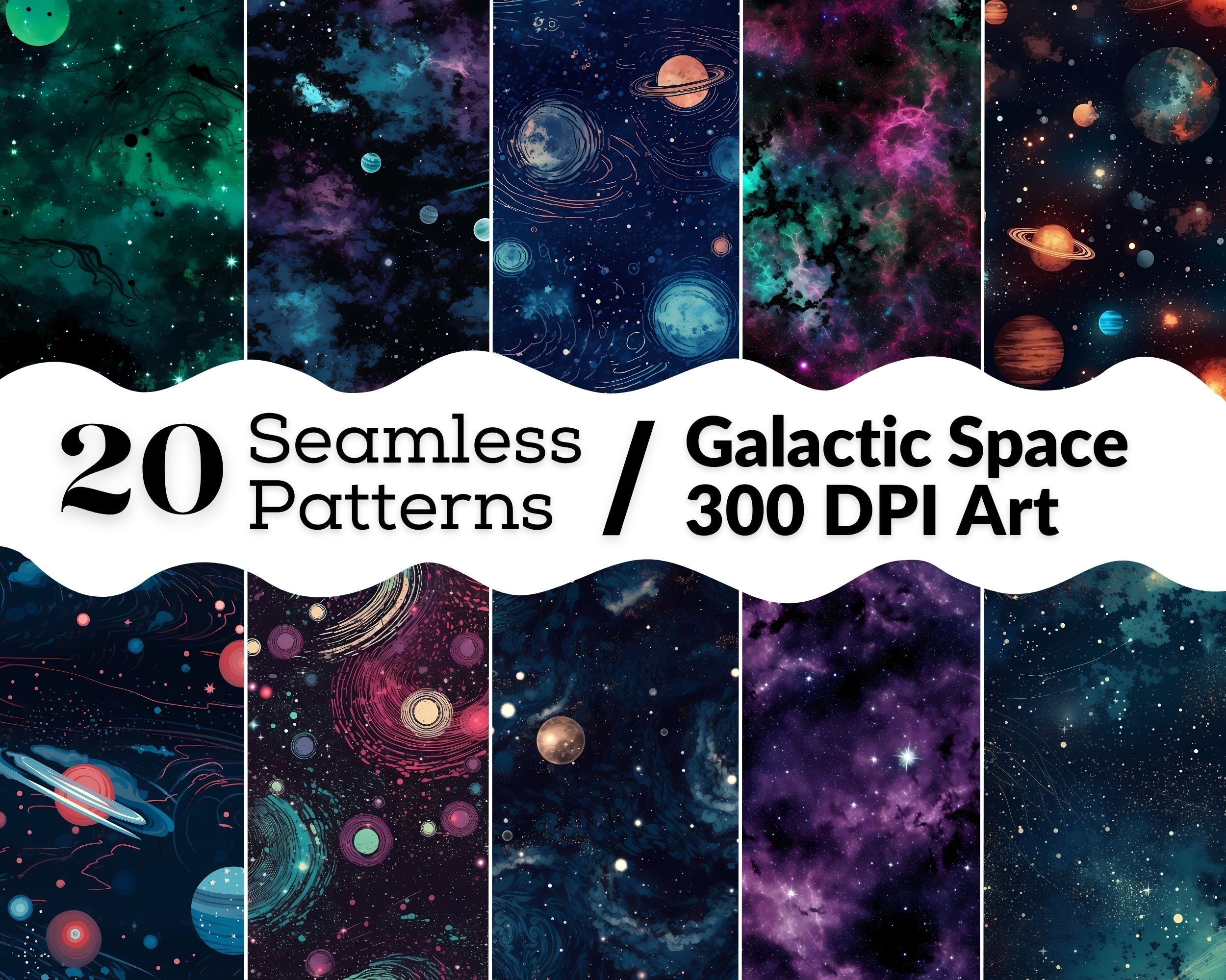 Galaxy Space Digital Seamless Pattern Set 20 High Quality Printable ...