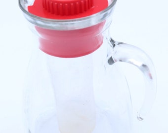 Vintage Kühlschrank Glas Karaffe Krug mit rotem Deckel 20,75 "Einfrieren Einsatz