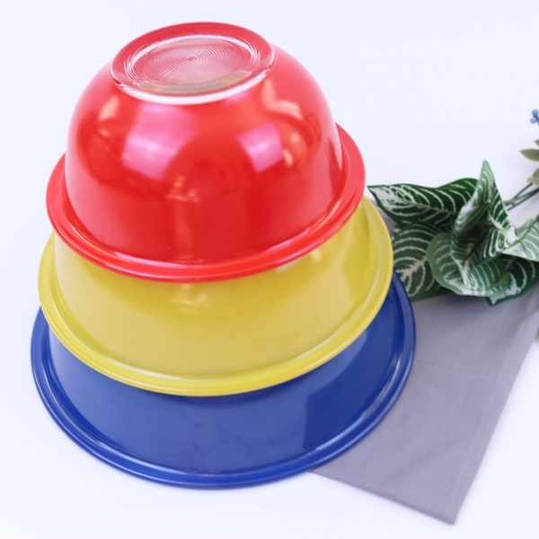 Vintage Pyrex Primary Colors Nesting Mixing Bowls Set Of 3 Red Blue Yellow