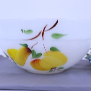 Vintage Fire King mixing bowl Painted Fruit 8.5”