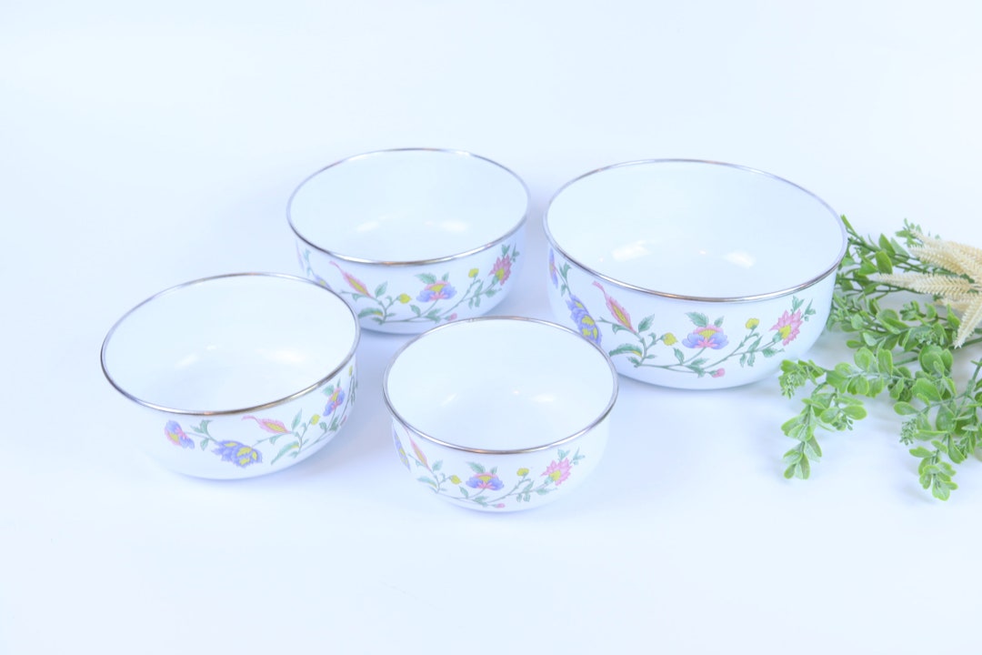 Vintage 4 Piece Set Kobe Kitchen Metal Enamel Nesting Mixing Bowls No Lids EUC Etsy