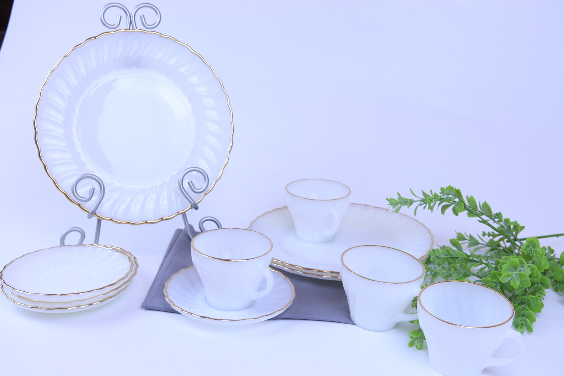 ANCHOR HOCKING Fire king 22k ソーサーボウルセット