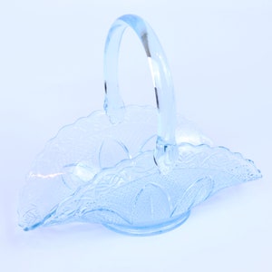 Vintage Princess House Fenton Light Blue Banana Boat Fruit Basket with Handle