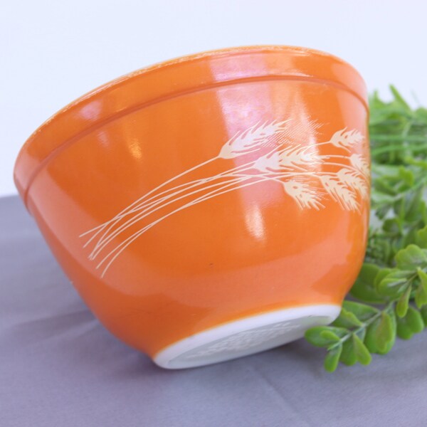 Vintage PYREX Orange Autumn Harvest Wheat Mixing Nesting Bowl #401 Small 750ml.