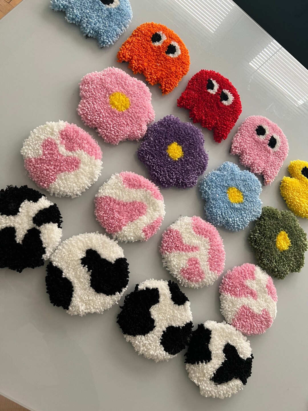 Handmade, Tufted, Cow Print Mini Rug Coasters - Etsy