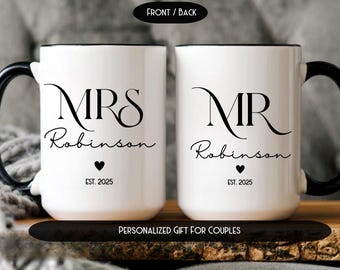 Personalized Mr. and Mrs. Coffee Mugs Custom Mr. & Mrs. Coffee Mugs Husband and Wife Mugs Bride and Groom Set New Wife Gift Couples Mug Gift