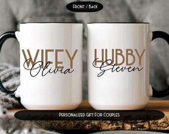 Personalized Wifey Hubby Coffee Mug Set Custom Gift Mug For Newly Wed Wedding Gift For Wife And Husband 1st Anniversary Gift For Newly Weds