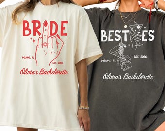 Custom Bachelorette Shirts, Bride and Besties Matching Tees, Personalized Bridal Party Shirt, Miami Bach Party Gift, Weekend Bride Club Tee