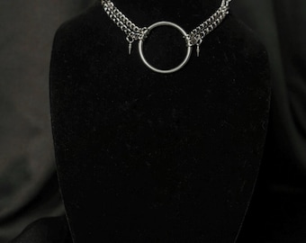 Handmade Stainless Steel Choker – Spike Pendant, Edgy Punk Chain Necklace