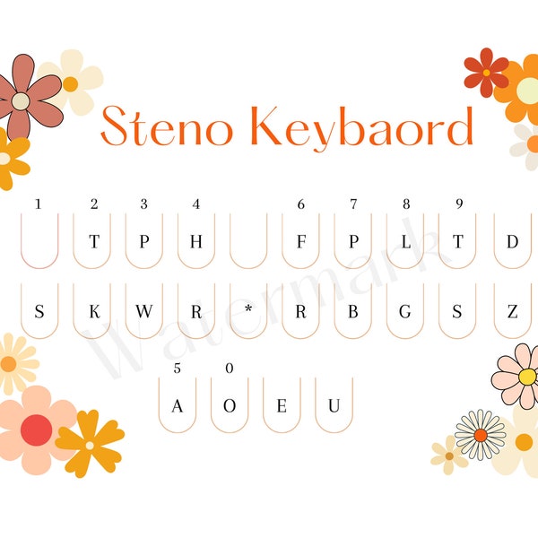 Floral Steno Keyboard Print