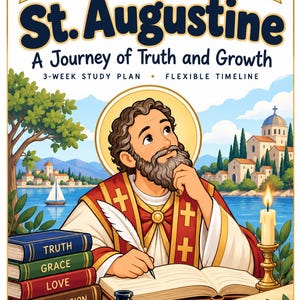 Quaderno di esercizi per bambini cattolici di Sant'Agostino / Un viaggio di verità e crescita / PDF stampabile