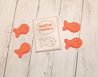 Felt Pretend Play Gold Fish Crackers, Pretend food, Pretend snacks, Preschool toy, Learning Toys,  Quite time toys, Play Kitchen
