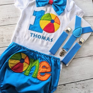 Tenue pour premier anniversaire avec ballon de plage Tenue pour gâteau éclatant de ballon de plage