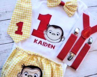 Curious George First Birthday Outfit Curious George Smash cake outfit