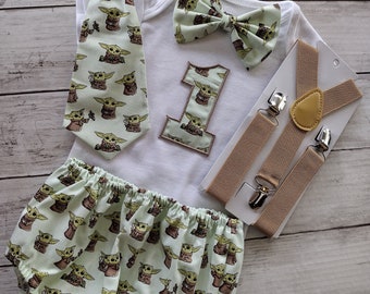 Yoda First Birthday Outfit Star wars smash cake outfit