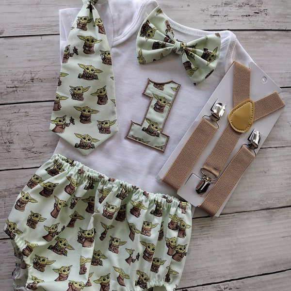 Yoda First Birthday Outfit Star wars smash cake outfit