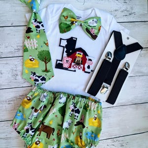 Farm First Birthday Outfit Cow Farm cake smash outfit