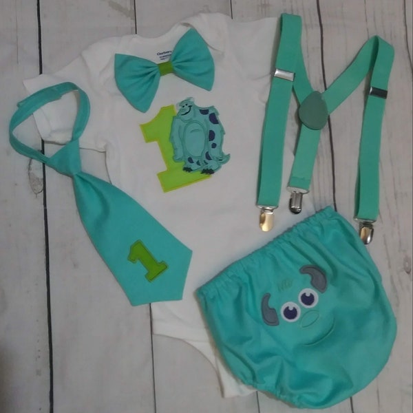 Monsters Inc First Birthday Outfit Monster Inc Sully smash cake outfit
