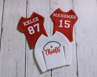 Kansas City Football Elf sweater, Football elf sweater, Elf prop, Elf clothes, Elf dress up