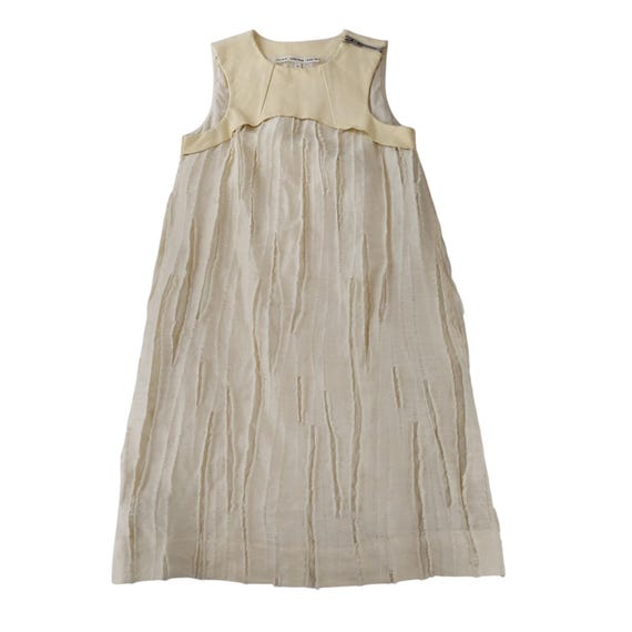 And Other Stories Distressed Look Linen & Leather Ivory Sleeveless Dress US XS And Other Stories Distressed Look Linen & Leather Ivory Sleeveless Dress US XS