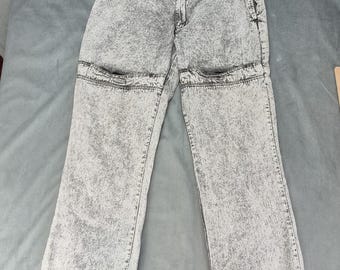 Vintage Bleifrei 90er Streetwear Skater Grau Acid Wash Distressed Herren Denim XL