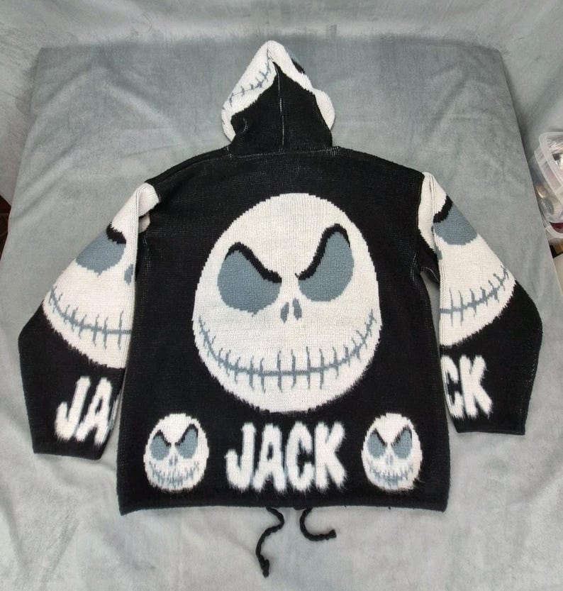 Tejidos Ruminahui Jack Skellington Vintage Y2k Grunge Goth Sweater Hoodie M image 4