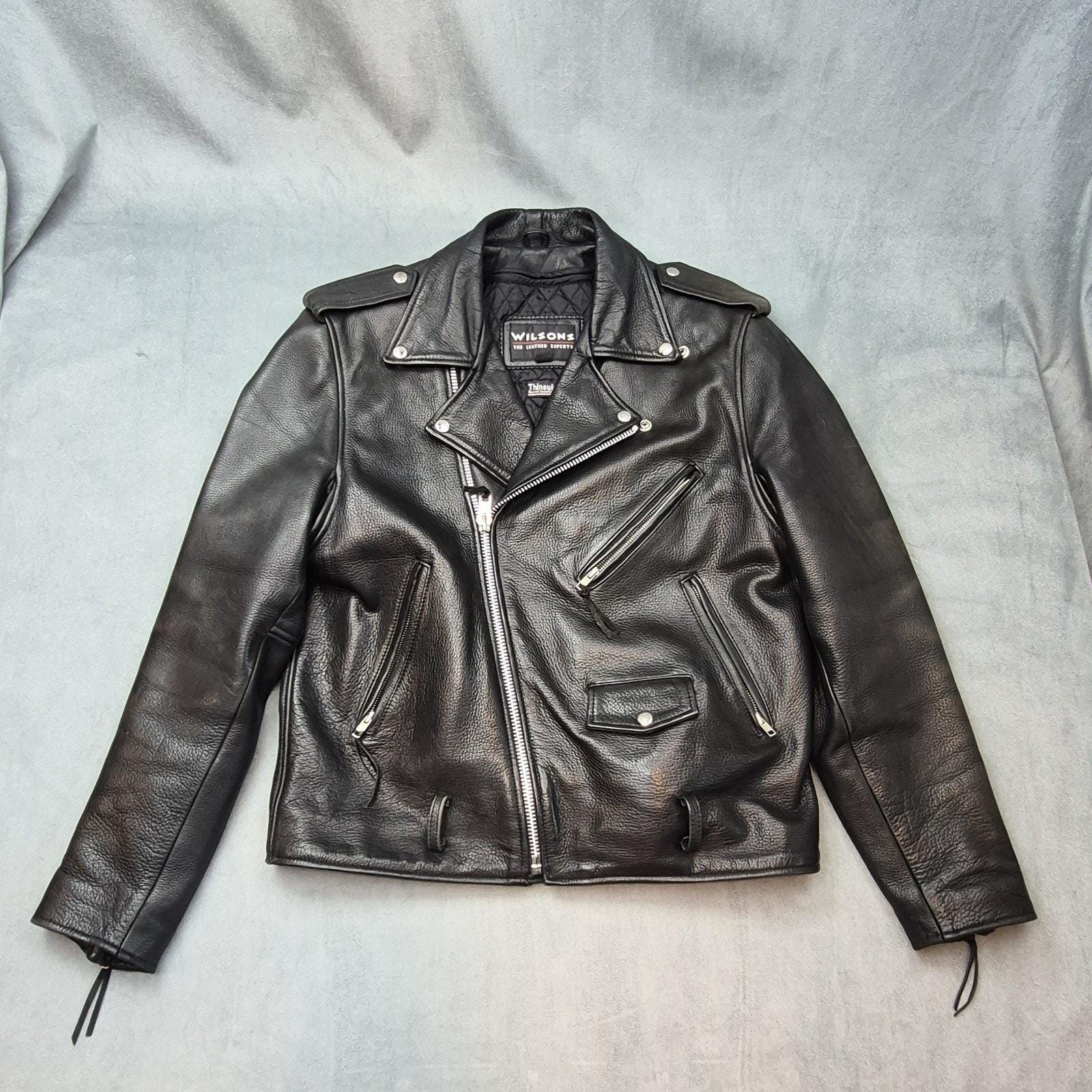 ✨ WILSONS LEATHER ツーリング レザー ジャケット ワッペン Wilsons Leather Moto Jacket - Etsy