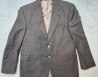 VINTAGE Lauren Ralph Lauren Blazer Mens 44R Gray Equestrian Buttons Sport Coat