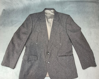 Chaqueta deportiva Circle S para hombre, estilo vaquero, estilo vintage, color gris, estilo western, talla 44R