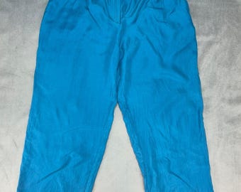 SK& company Retro 80er Jahre Seidenhose Plissee Türkis Damen M