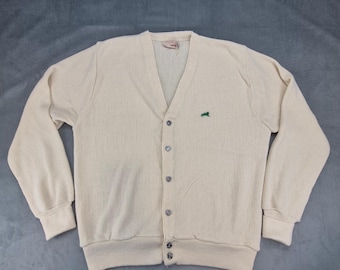 Vintage Yves Saint Laurent Cardigan: Yellow YSL Logo Knit Sweater