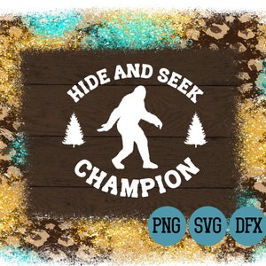 Arquivo SVG do campeão de esconde-esconde • Design engraçado de árvores Bigfoot do Sasquatch • svg png dxf