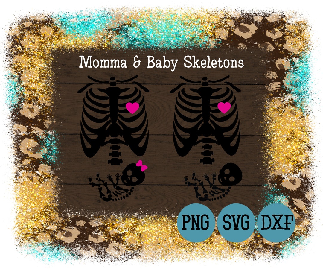 Mom & Baby Pregnancy Skeleton SVG File Boy or Girl Babies Skeletons