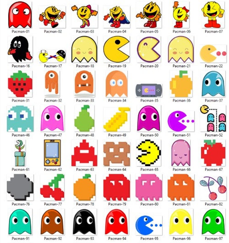 Pacman 165 Bundle SVG File Pacman Cutting File Designs Letters Words