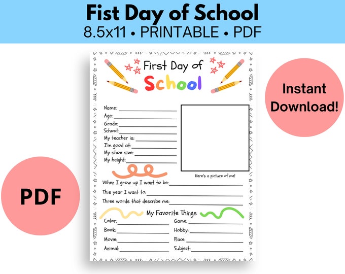 First Day of School Getting to Know You Printable, PDF Instant Download ...