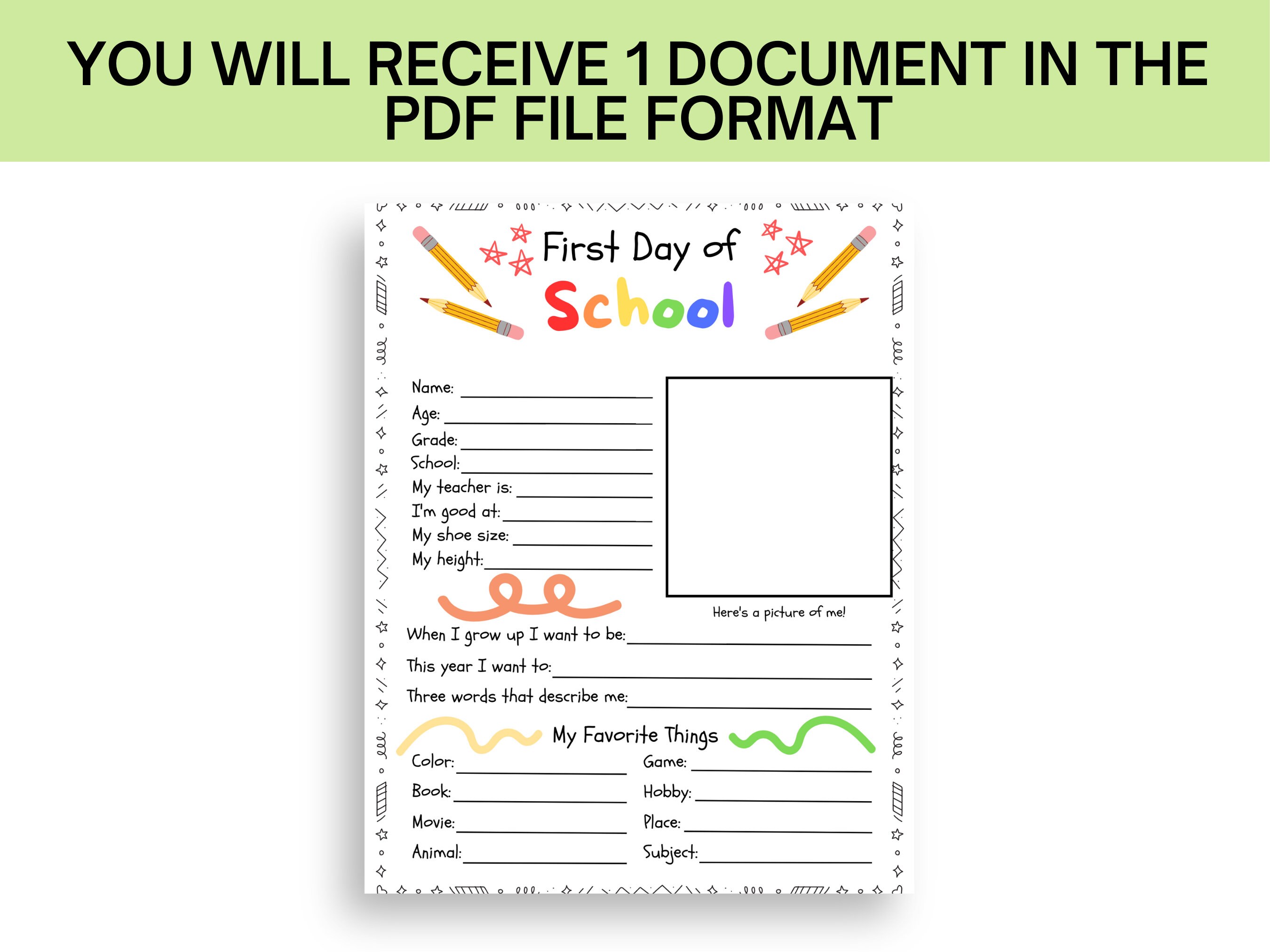 First Day of School Getting to Know You Printable, PDF Instant Download ...