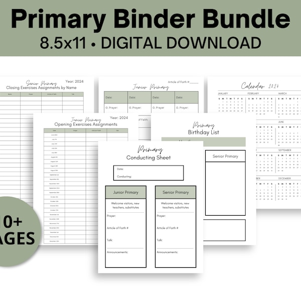 2024 Primary Binder Bundle, Secretary Bundle, PDF Instant Download, LDS Binder