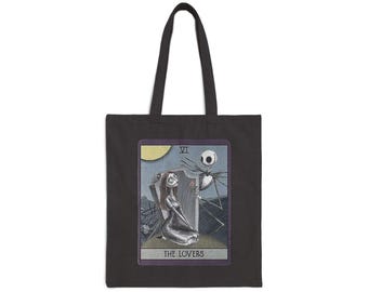 Los amantes Jack y Sally Bolsa tote de lona de algodón