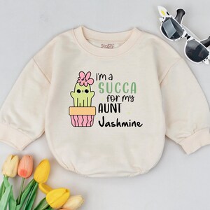 Personalized I&#39;m A Succa For My Aunt T-shirt Bubble Romper, Auntie&#39;s Bestie Baby Bodysuit, Baby Gift for Niece, Baby Announcement
