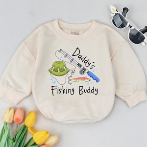 Daddy&#39;s Fishing Buddy T-shirt Bubble Romper, First Father&#39;s Day Outfit, New Fishing Buddy, Baby Boy Clothes, New Dad Gift